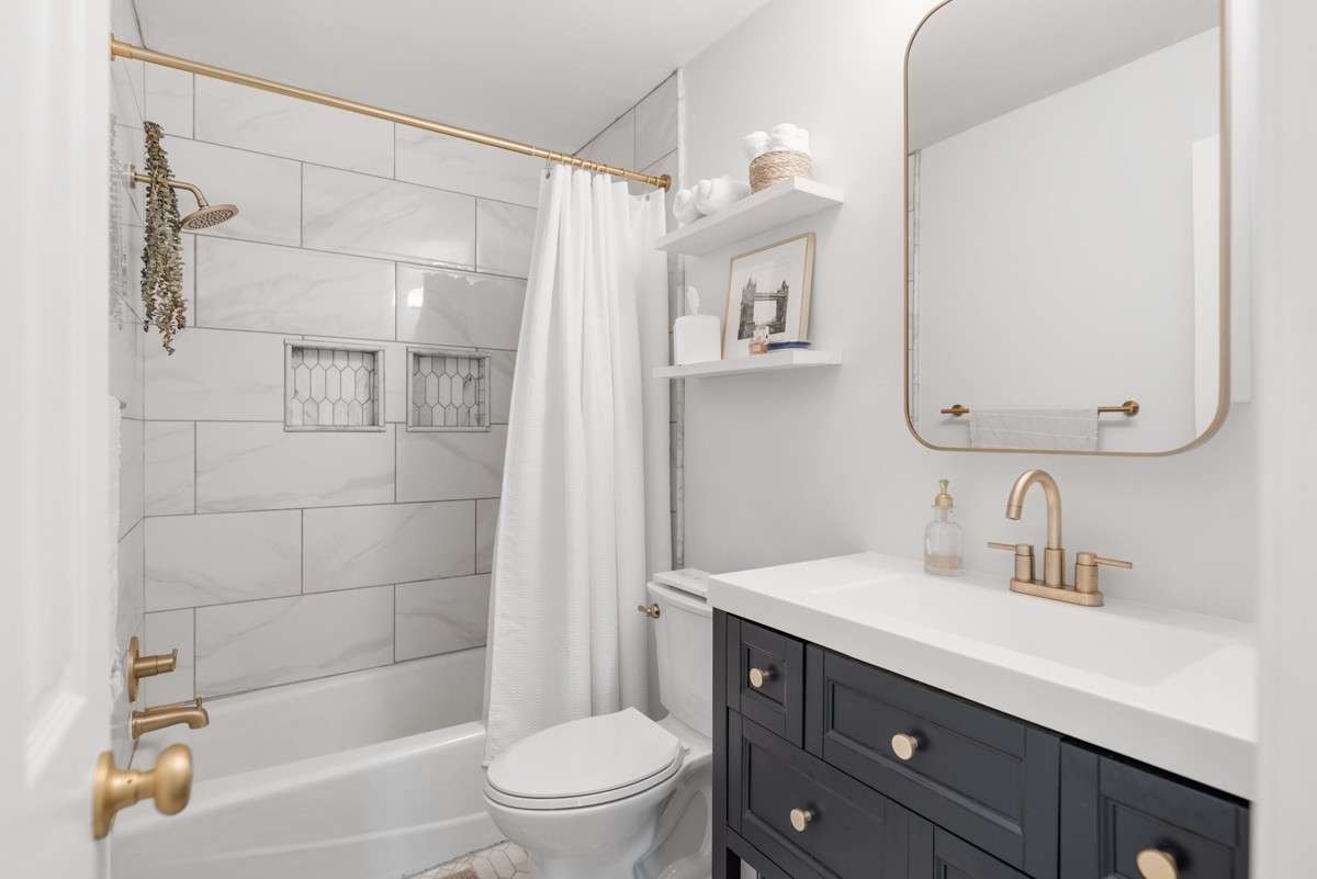 renovated full bathroom with gorgeous features