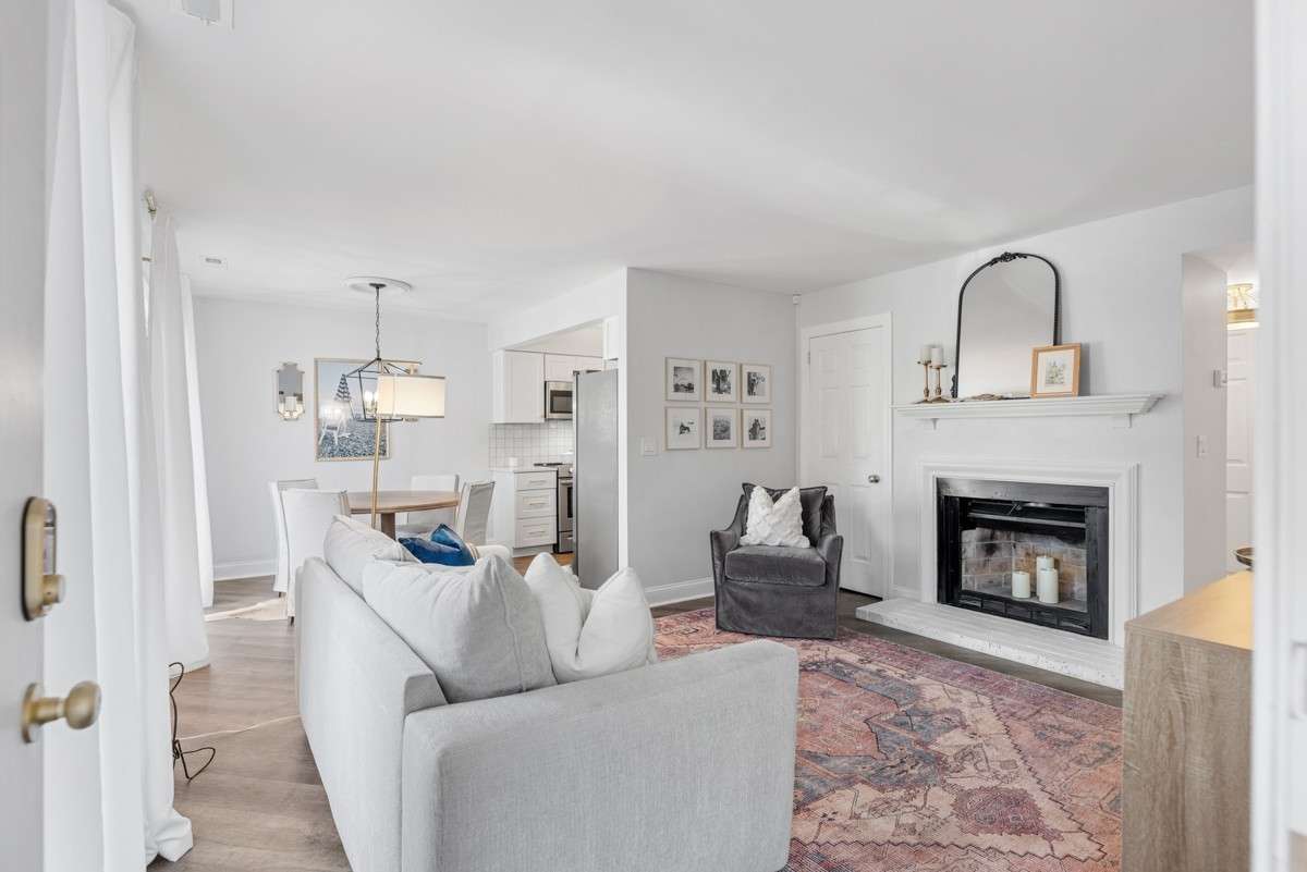 Living area with fireplace