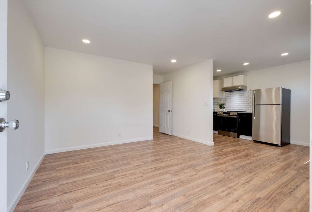 Unit C living and kitchen from entryway