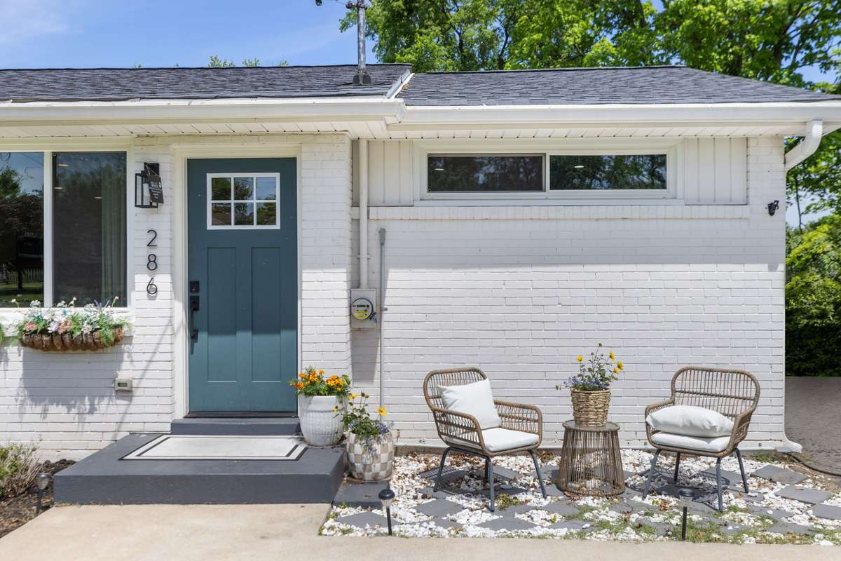 Charming and redesigned front patio space.