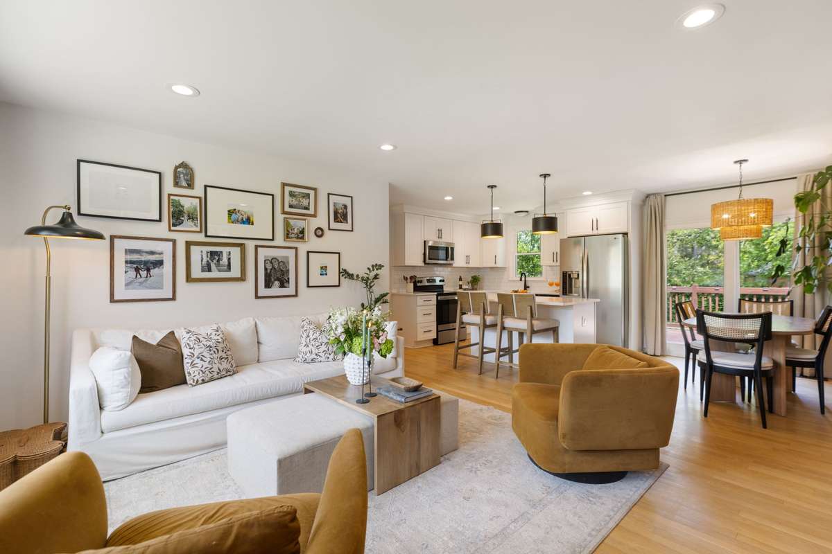 The open floor plan is perfect for entertaining. Lots of natural light.