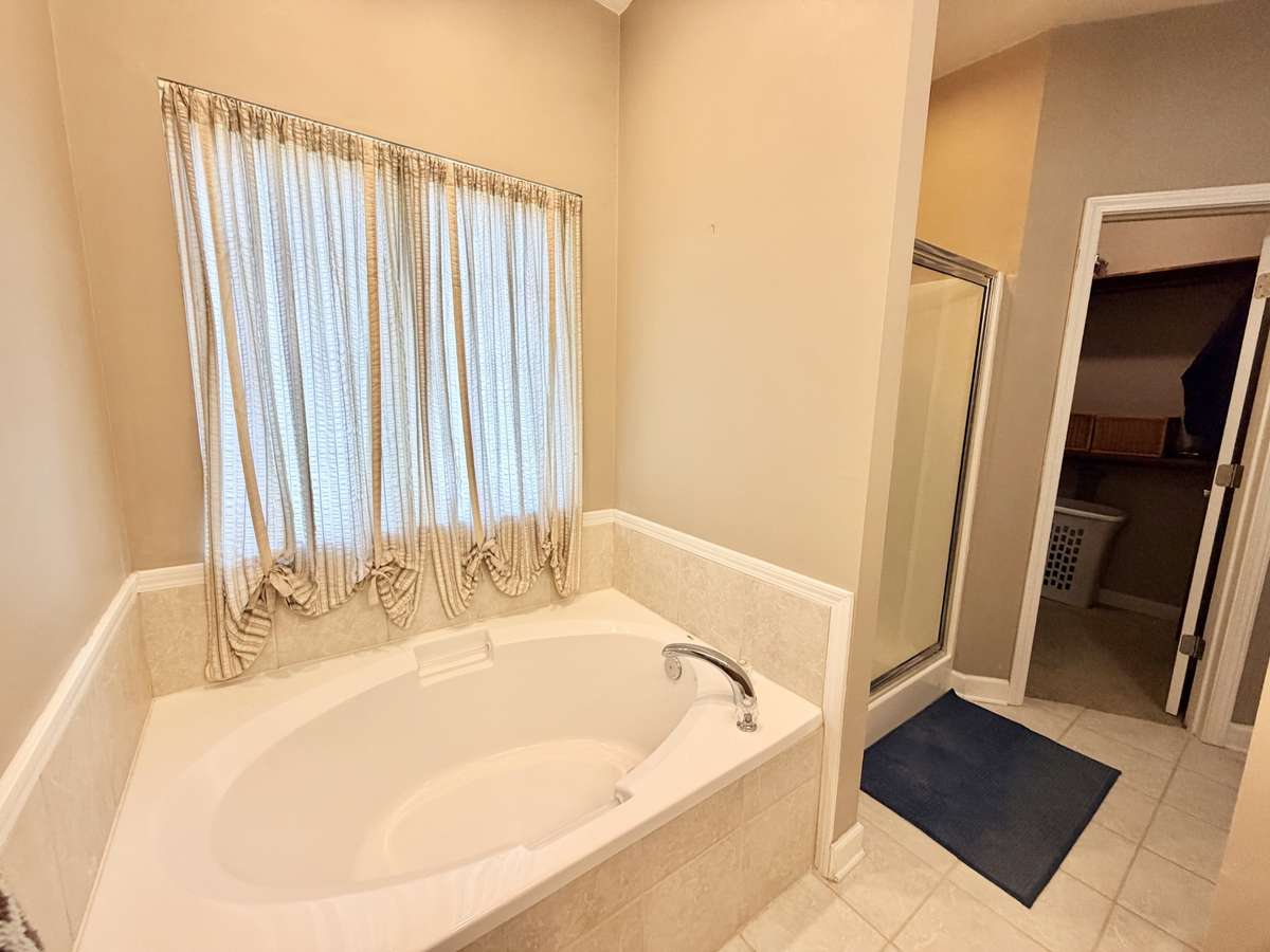 Large soaking tub and shower