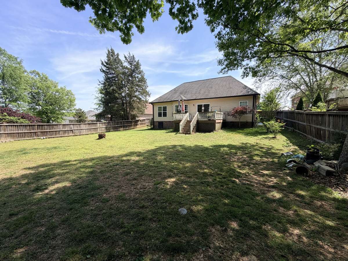 Fencing surrounding the backyard