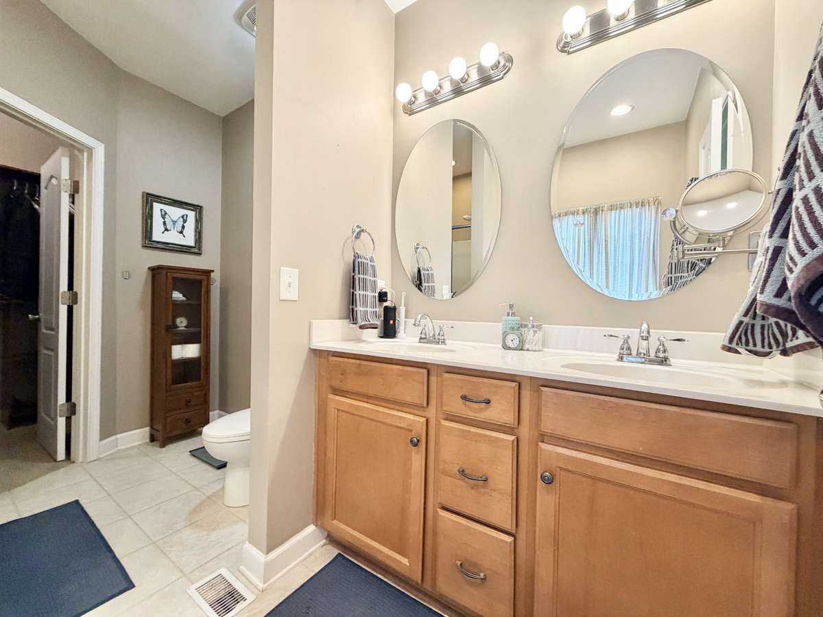 Master bathroom with double vanities