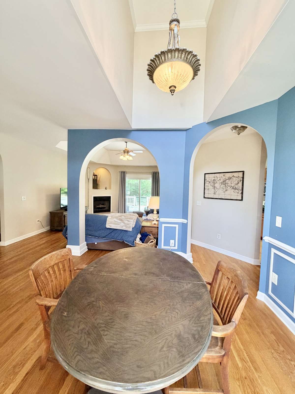 Opens to living room for entertaining