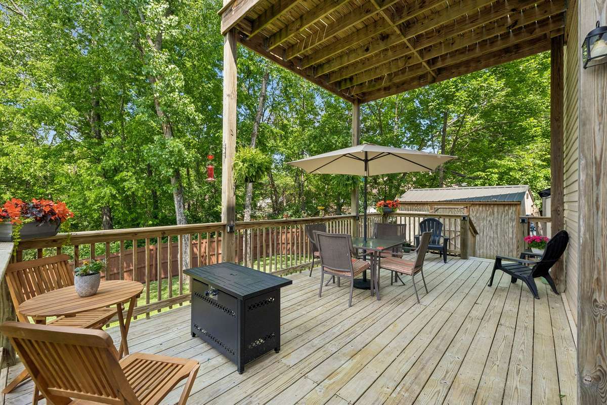 Lower deck off the basement is such a great space for relaxing or entertaining.