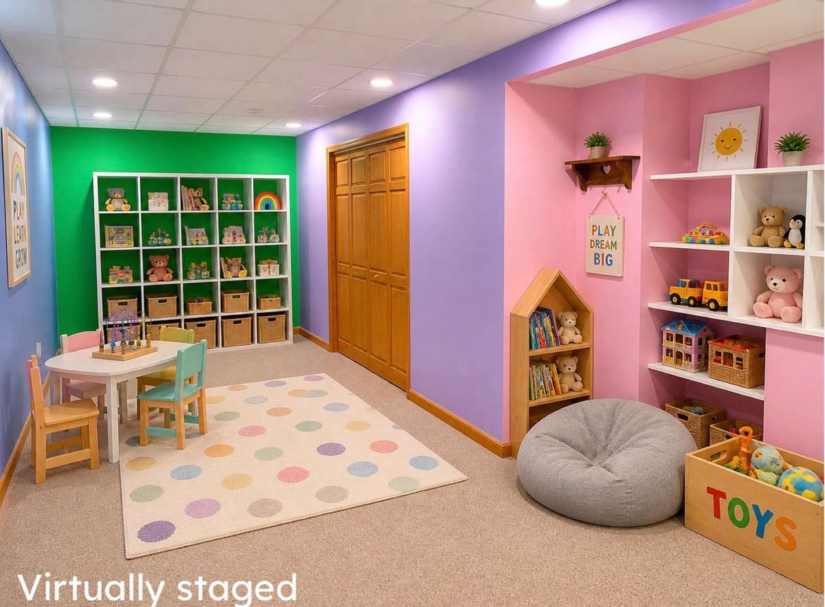 Playroom, Craftroom, Sewing Room, Library, Office, guest bedroom.....this room has enough room for however you like it to be.