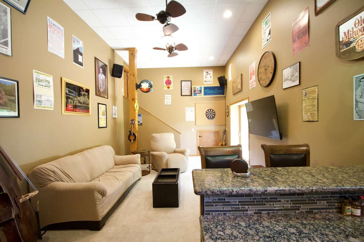 Man cave, bar and game room.