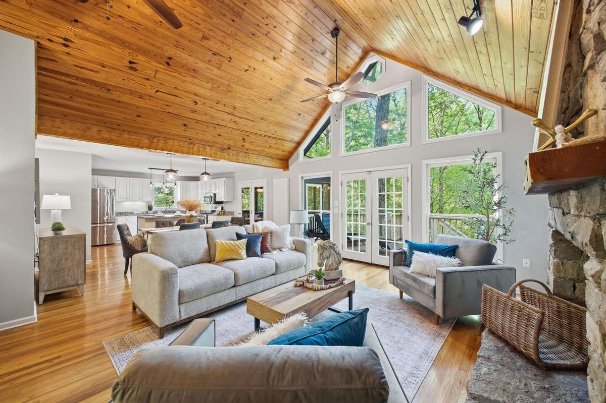 Living Room overlooks the large back deck.
