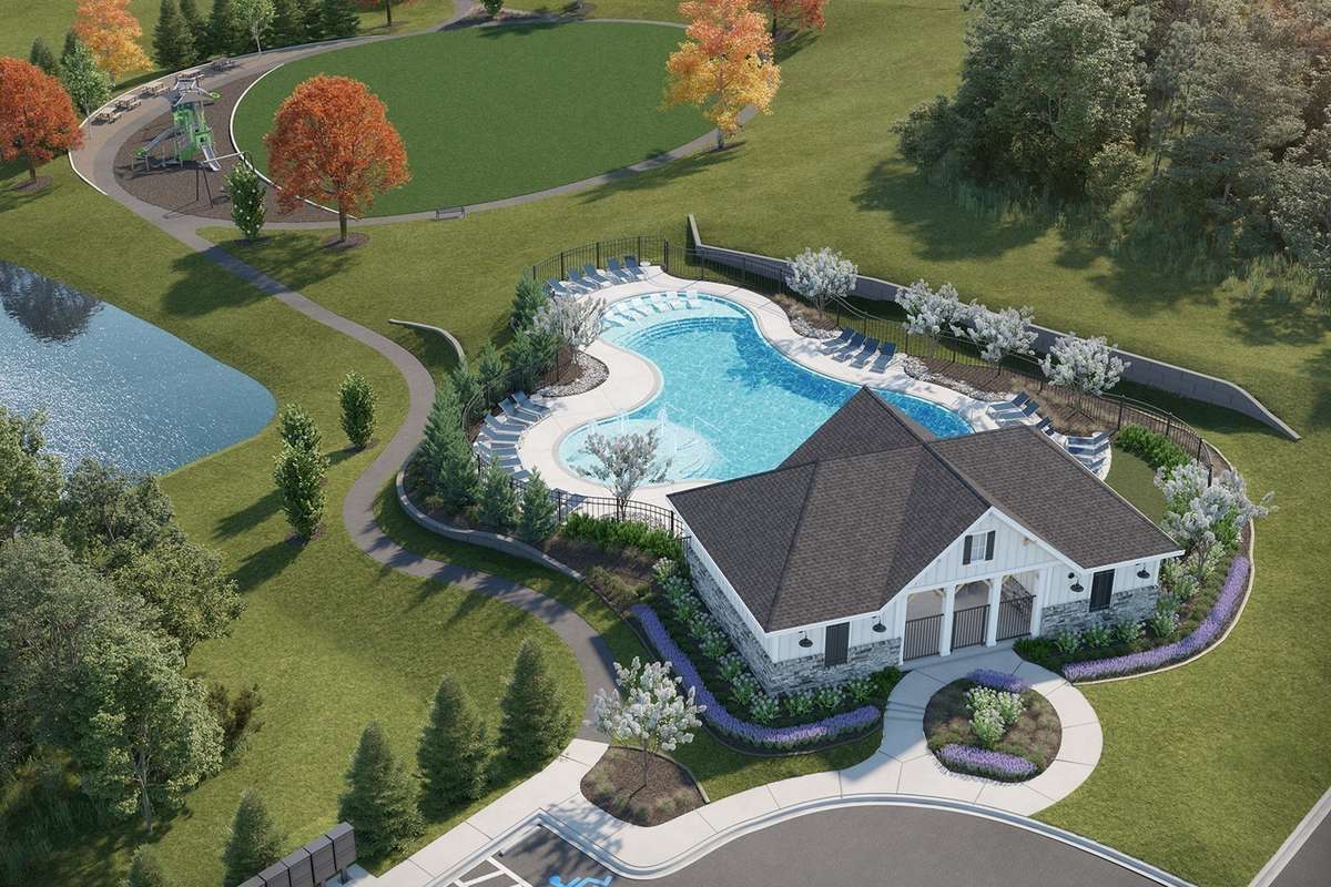 Willow Landing will have a community pool! This is a rendering of what it will look like once it has been completed.