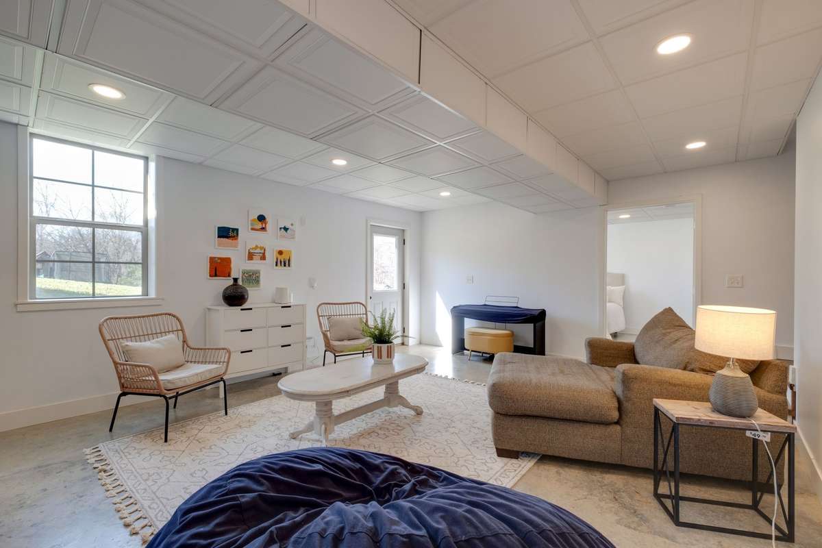 ALREADY FINISHED BASEMENT IDEAS: Large Media Room/Potential 5th Bedroom/Home Theater/Home Gym/Home School Area