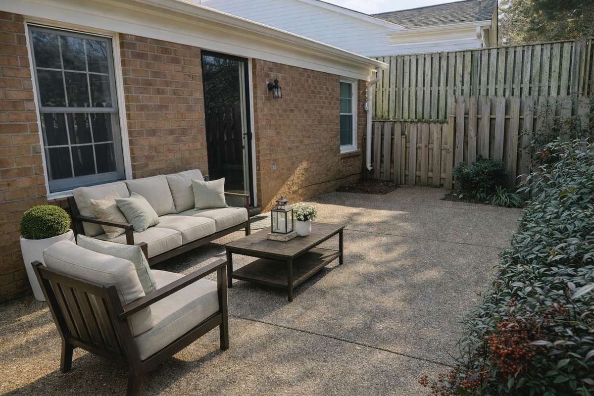 Private patio.  Door into house.