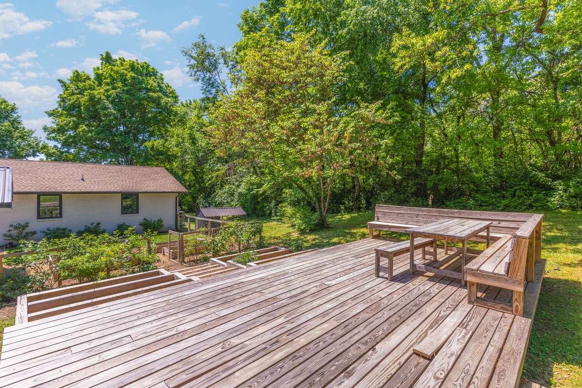 large built-in deck with ample seating