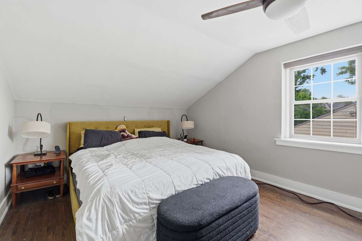 The 2nd bedroom on the main level is acting as the primary bedroom and is on the opposite side of the home from bedroom 1.