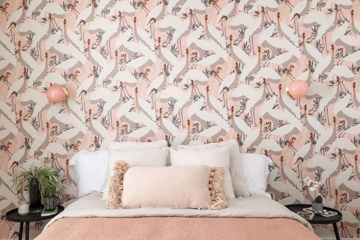 Love the hardwired pink sconces
