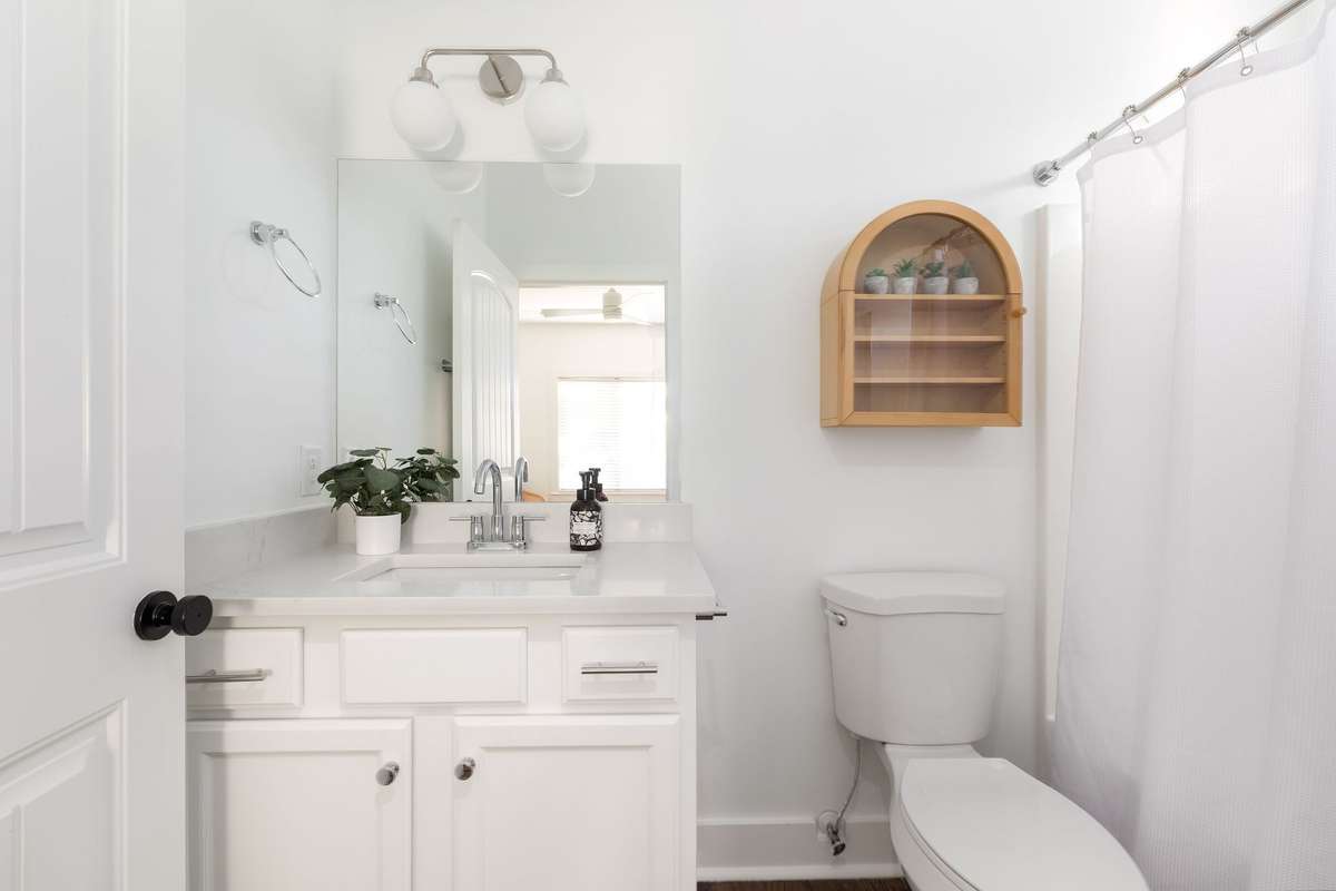 quartz countertops in all of the bathrooms