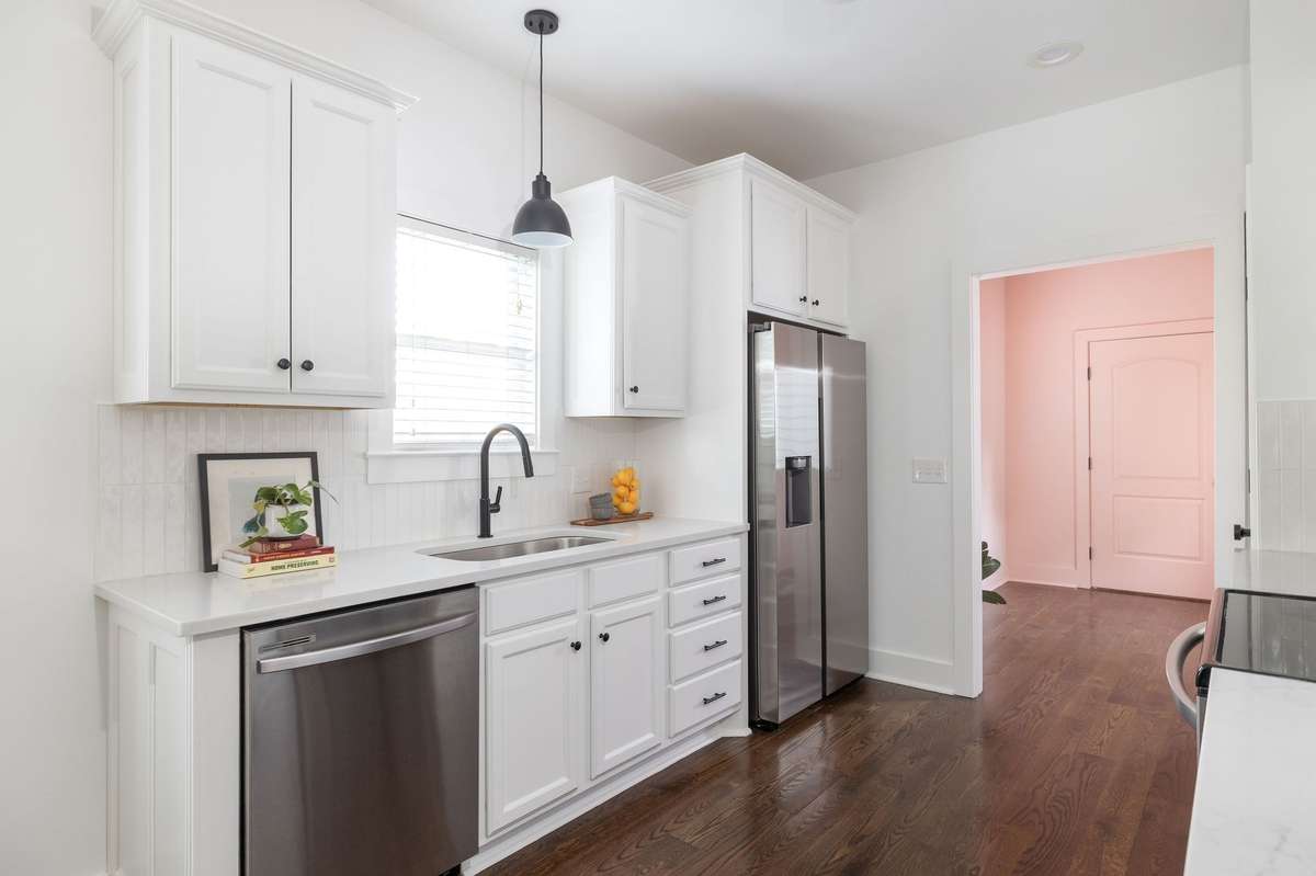 designer backsplash and lighting