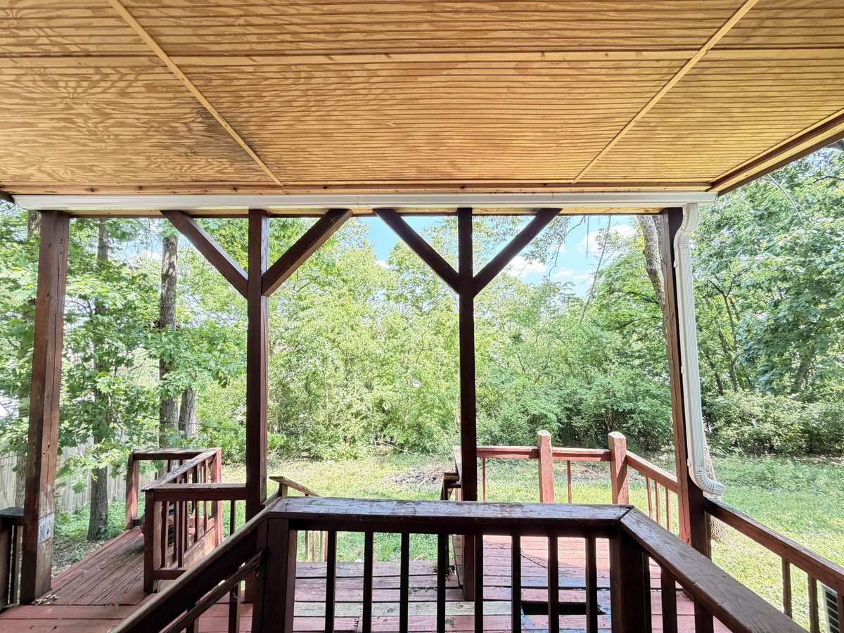 basement level covered porch.