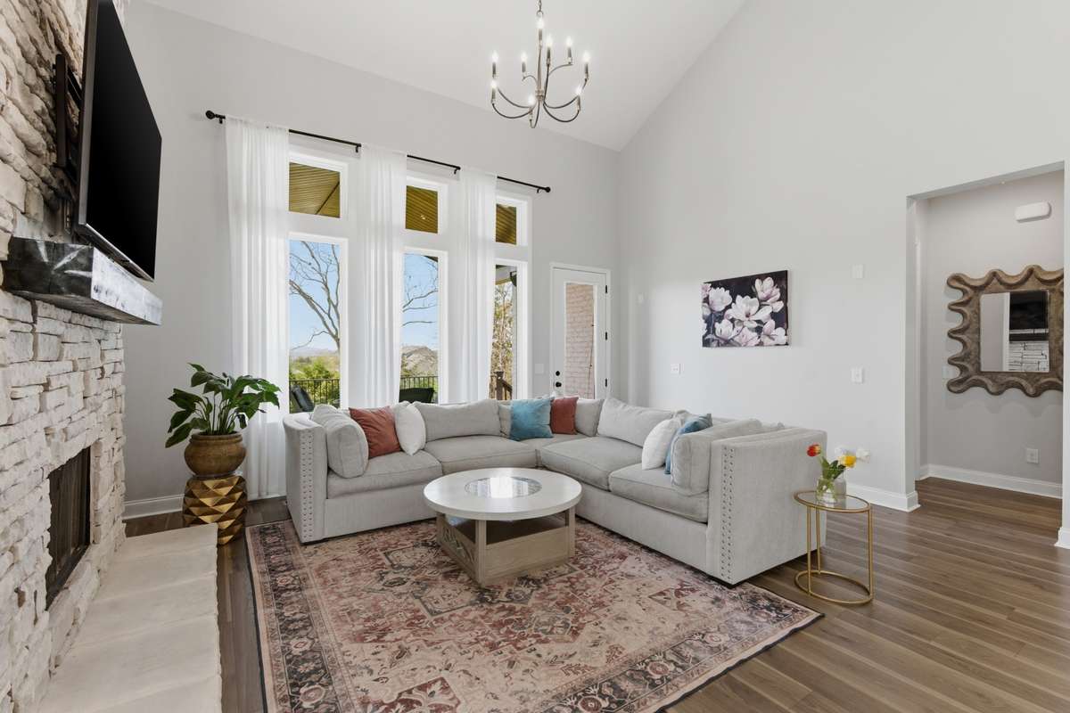 Vaulted ceilings elevate the entire space, making it feel even larger and more open.