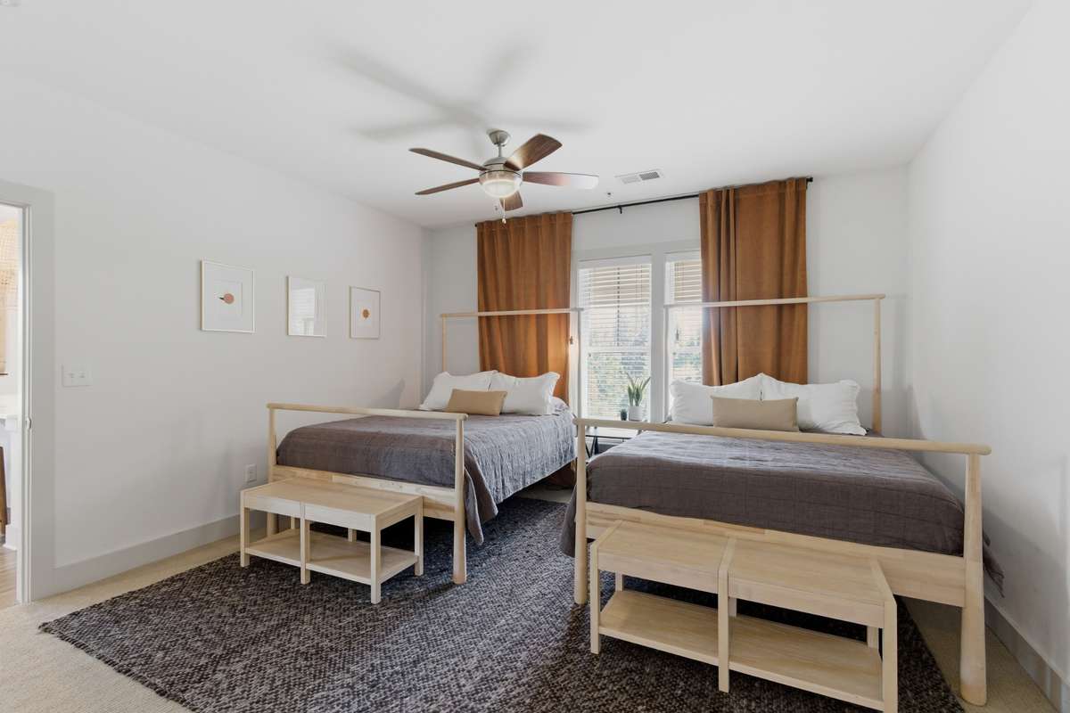 Natural light fills the room, creating a serene and welcoming space.