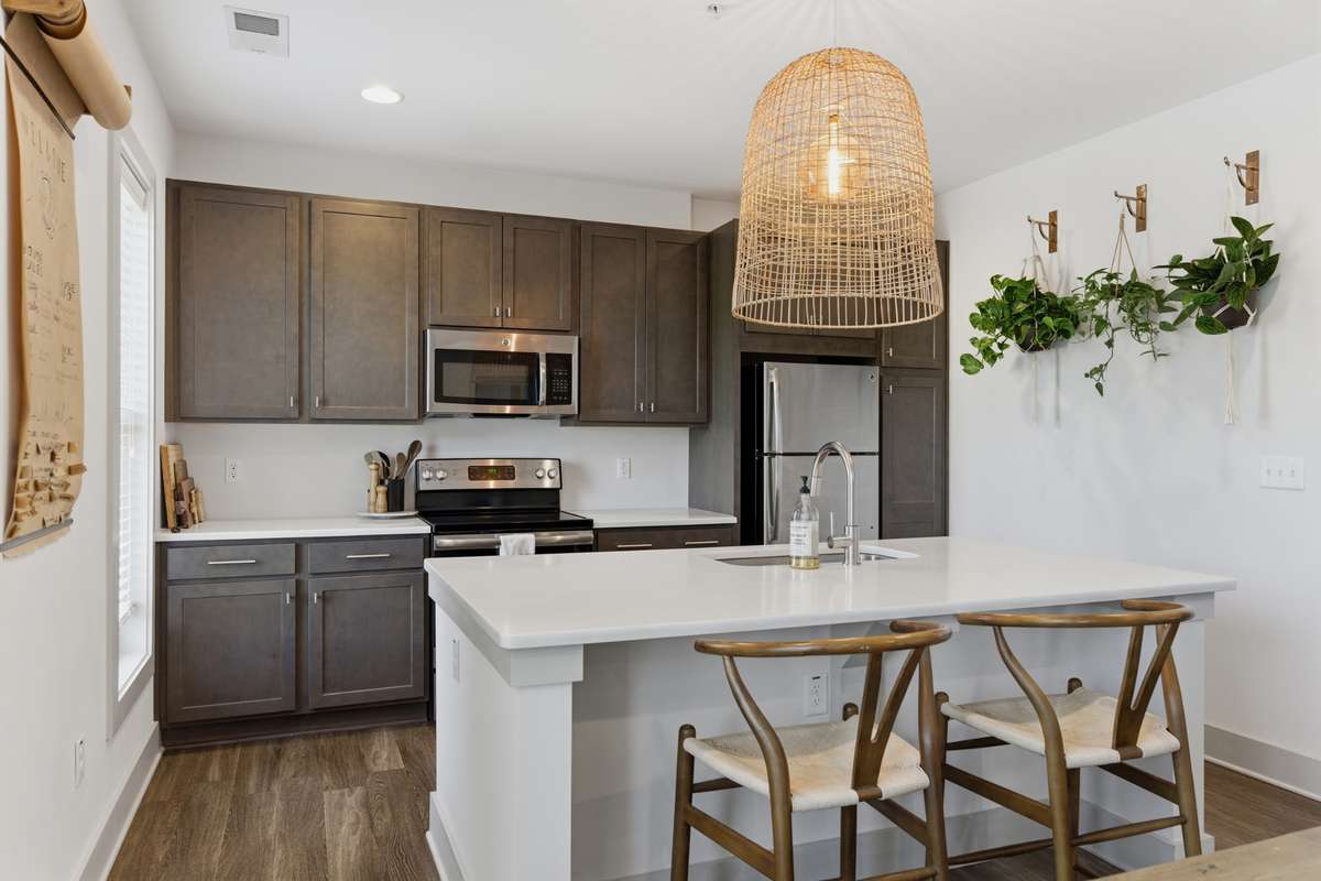 Shaker cabinets offer ample storage space.