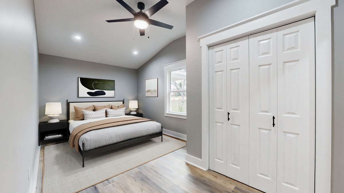 Another view of the Primary bedroom virtually staged to give vision and placement idea.