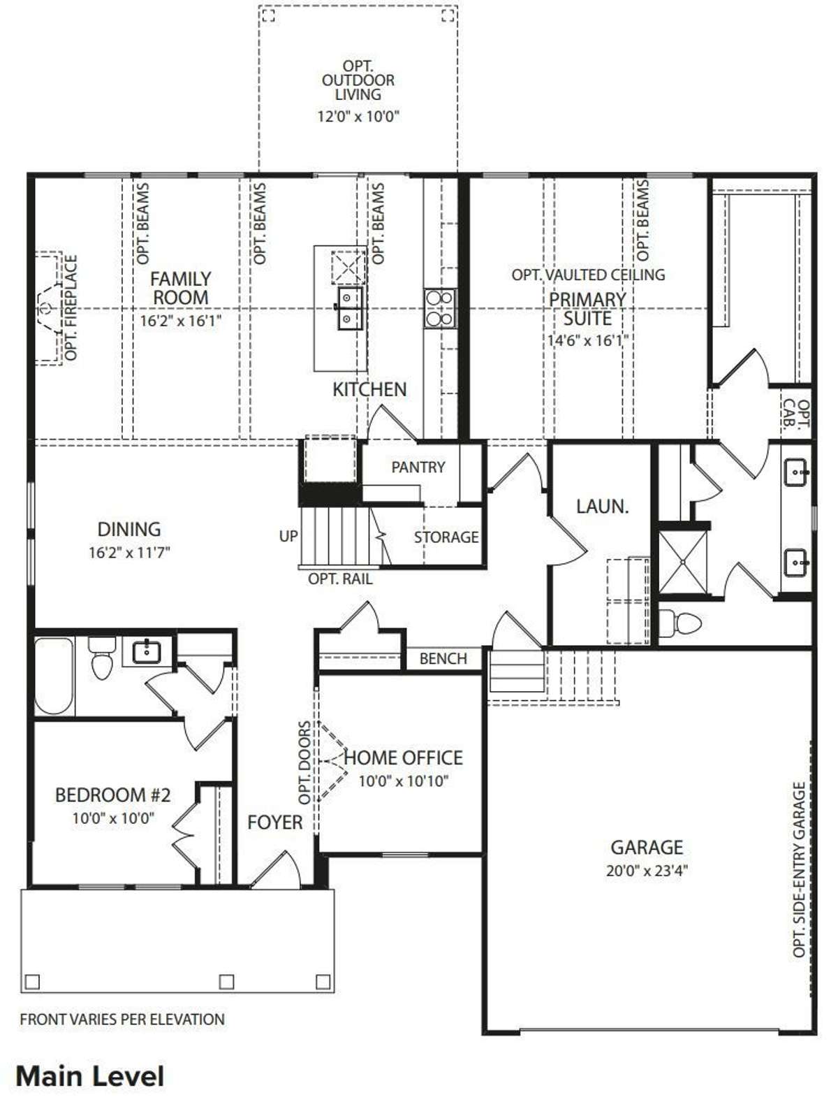 Courtland 1st Floor. Home will be 2 Car Side Entry