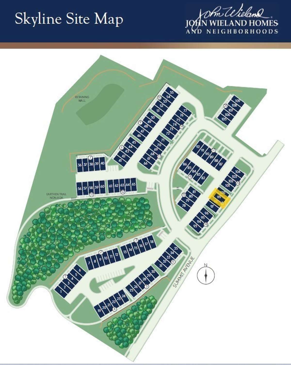 Site 99 is located in a prime, elevated location in the front of the community offering both city and community/nature views.