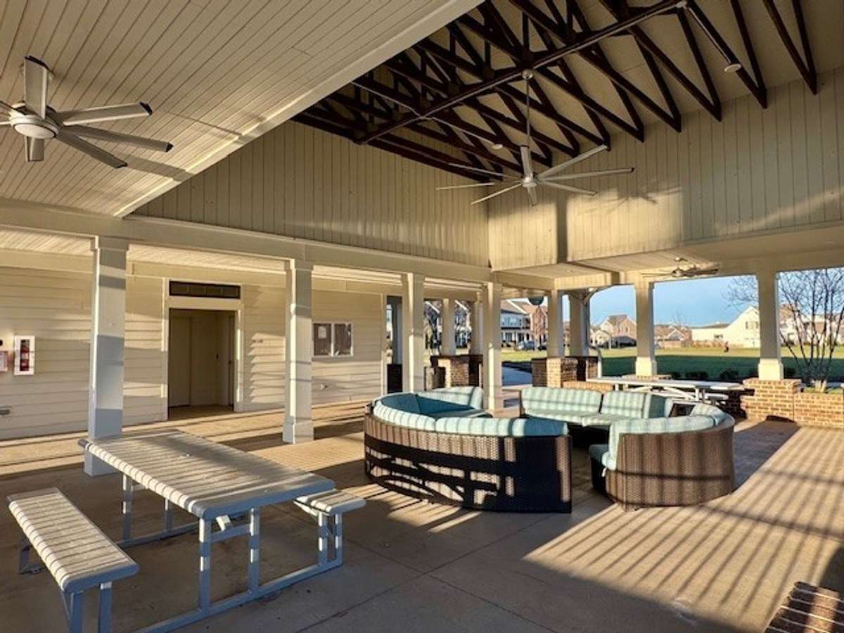 Sitting area by pool.