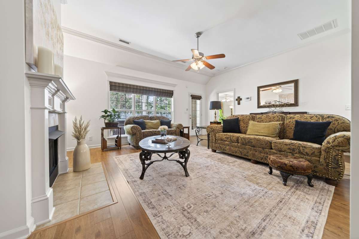 Living Room with gas fireplace.