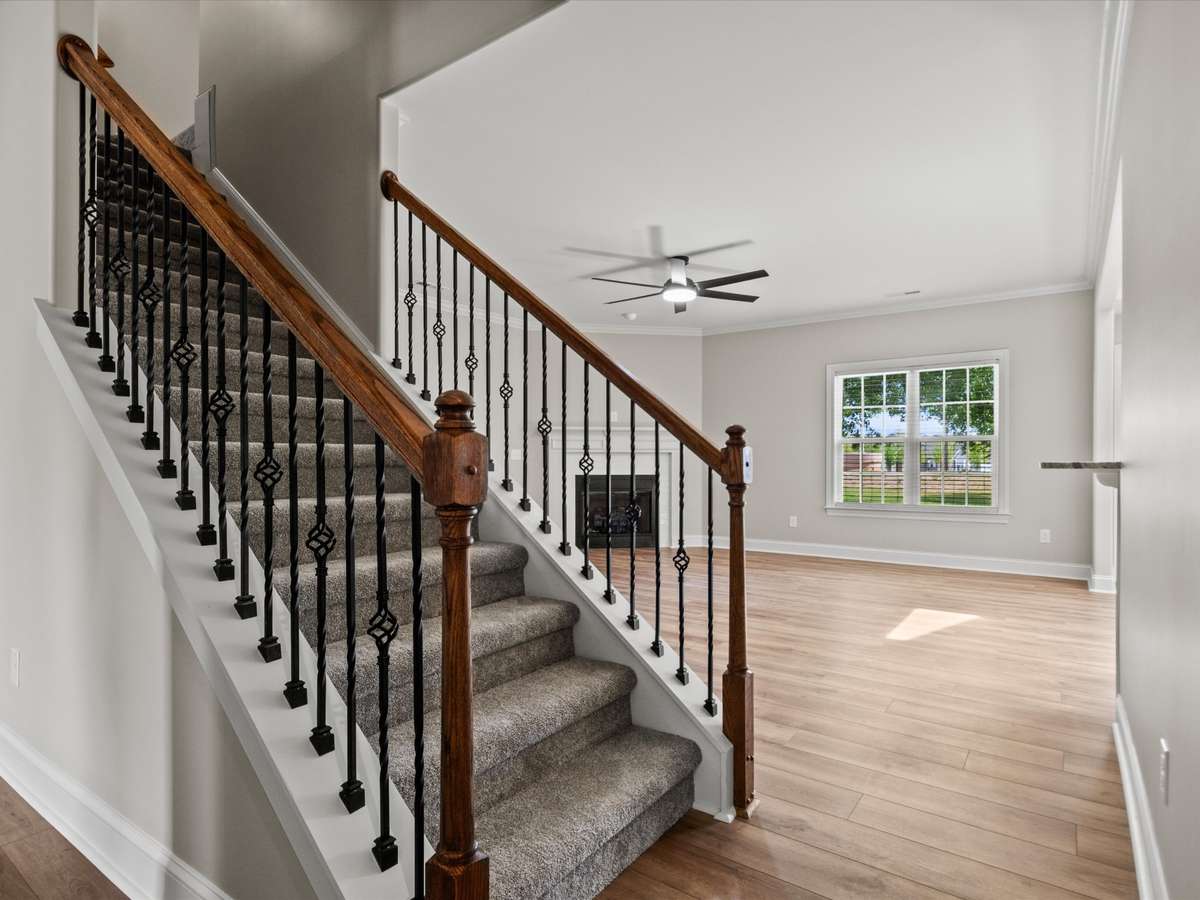 Foyer - LVP flooring, crown molding, 9' ceiling