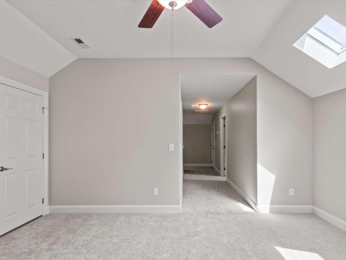 Bonus Room- carpet flooring, ceiling fan, skylights