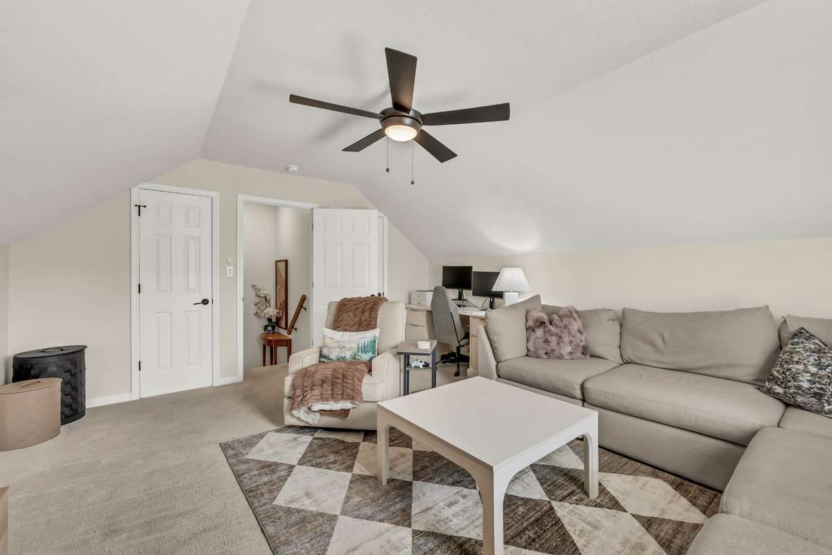 The bonus room includes 2 closets. This space could make a great 4th bedroom