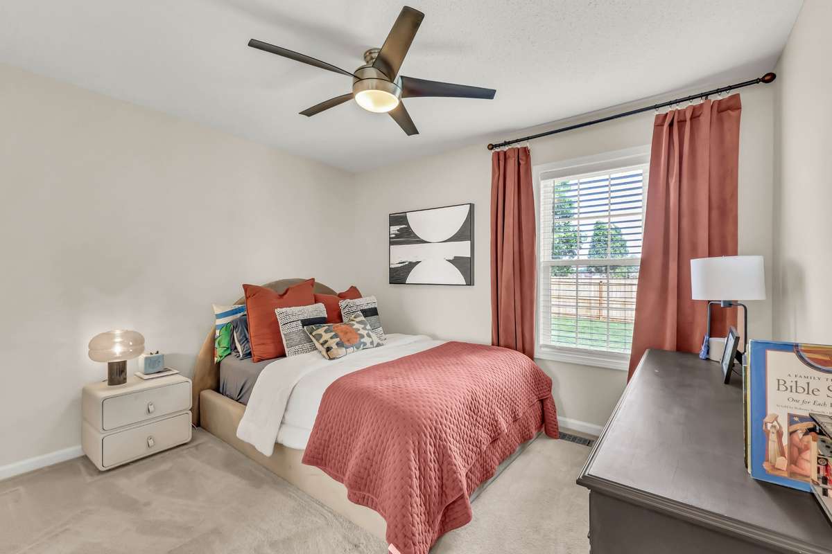 Bedroom 2 with updated lighting/fan