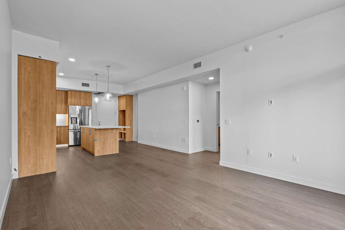 This is one of the largest living spaces in any 1 bedroom at Pullman.