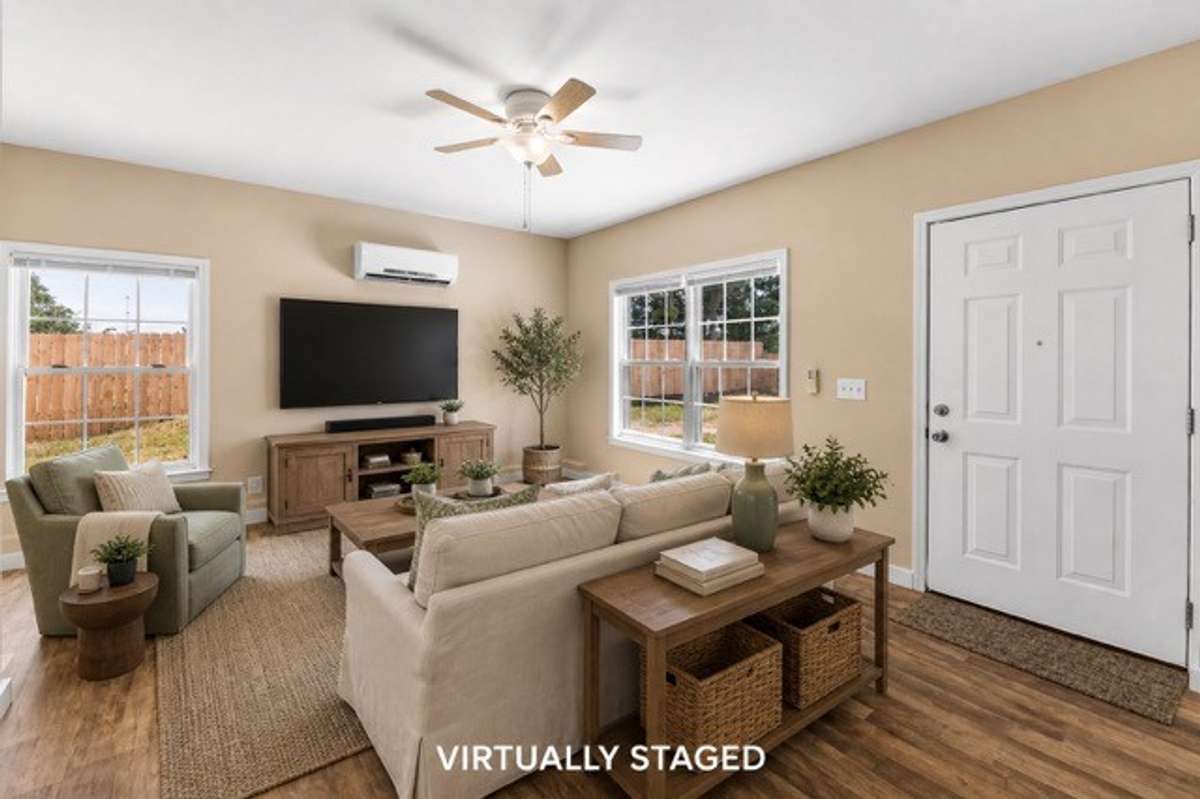 Here the room is staged as a living room.