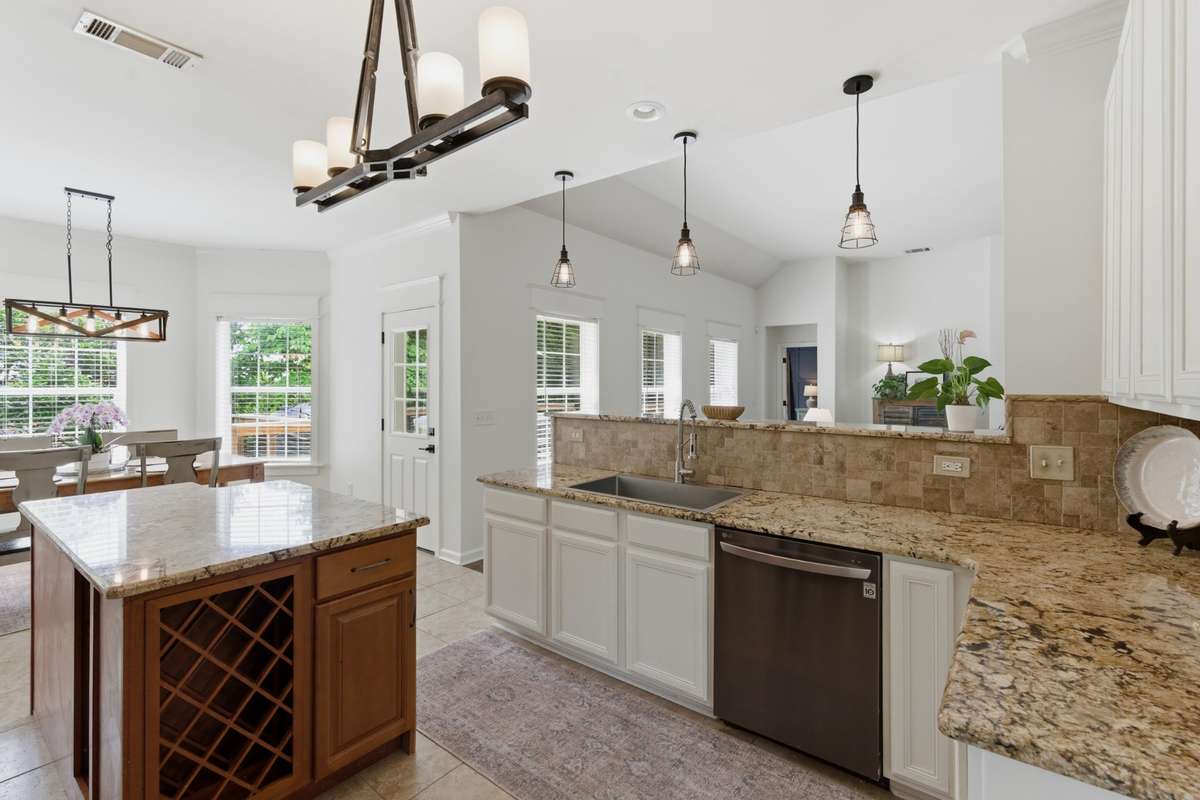 Kitchen island with storage and wine rack