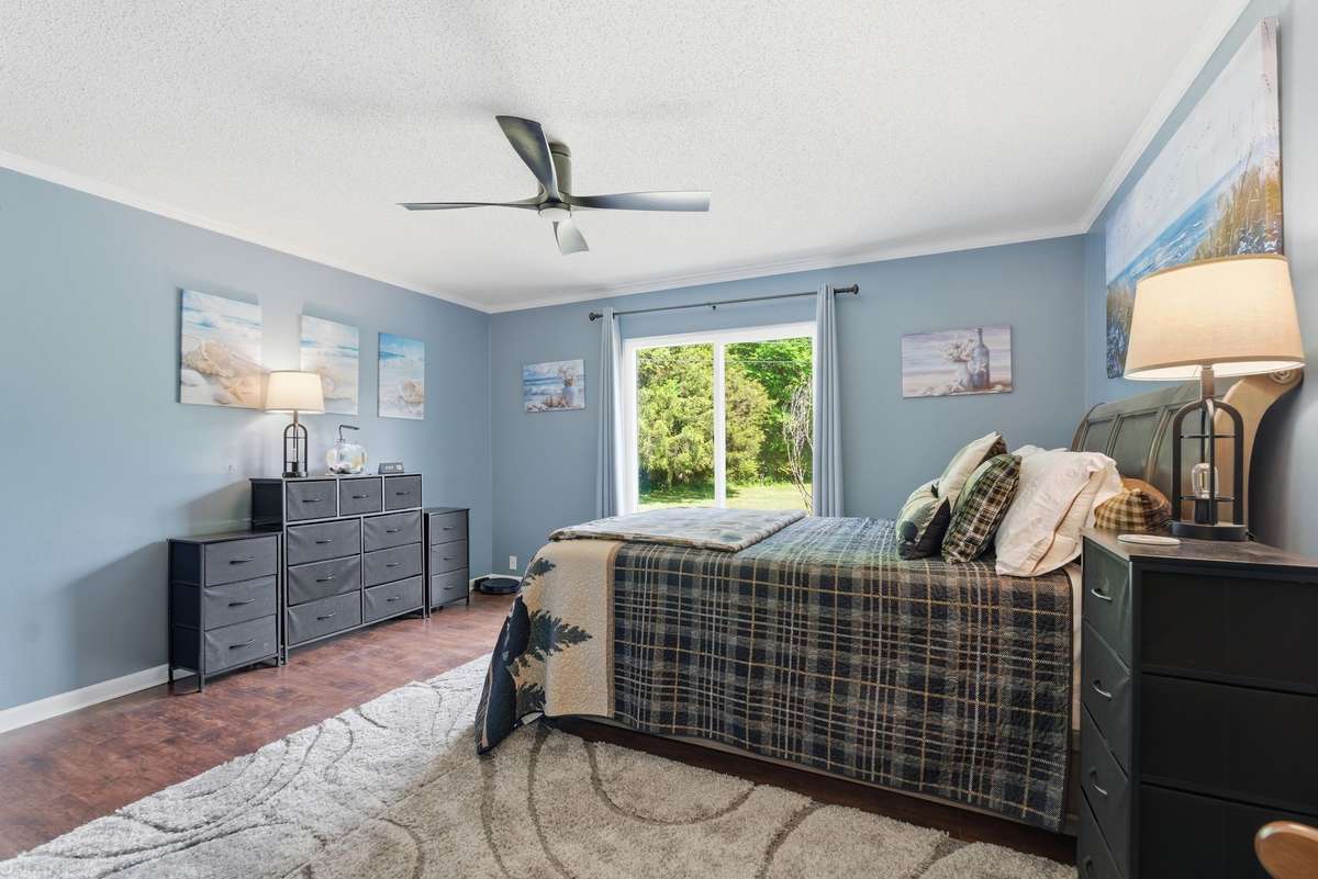 Large master suite with new Pella window.