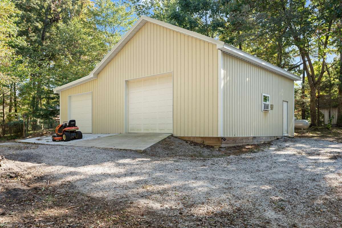 30 x 46 workshop with two roll-up doors.