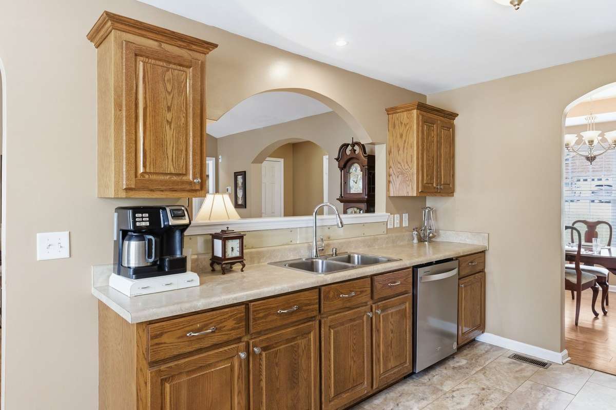 Ample cabinets and counter space