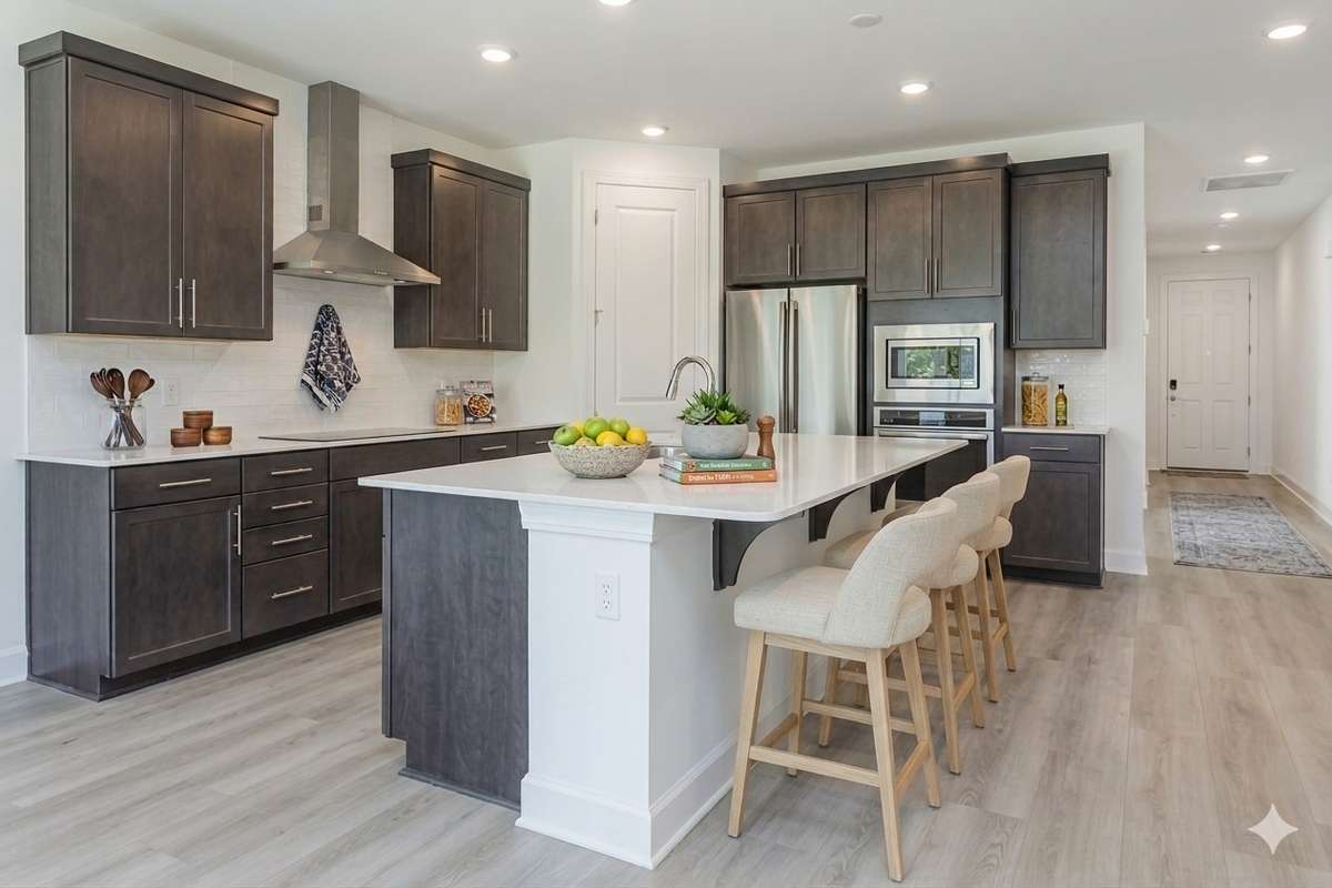 Welcome to your new upgraded kitchen!!!  Picture of decorated model home.