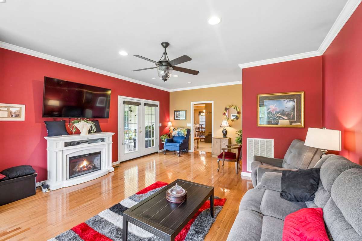 The white Fireplace is a portable Fireplace and this will NOT remain with the home.