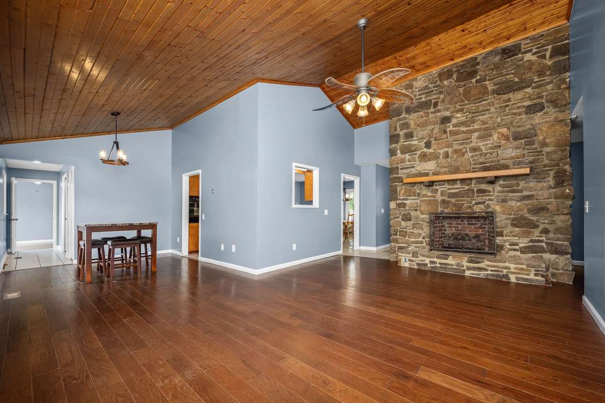 Another look at the living room and how it connects with the dining area.