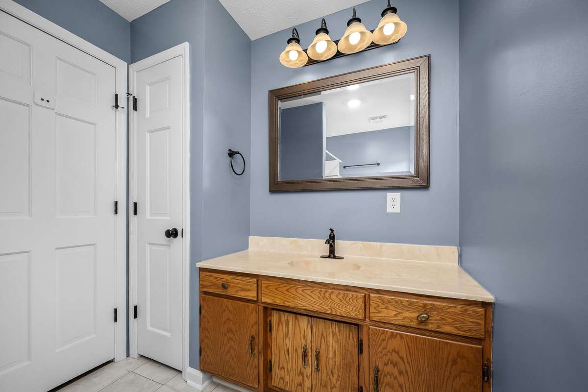 Linen closet and plenty of counter space.
