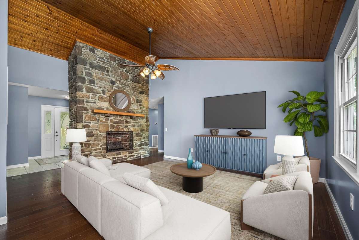 Example of living room virtually staged with furniture.
