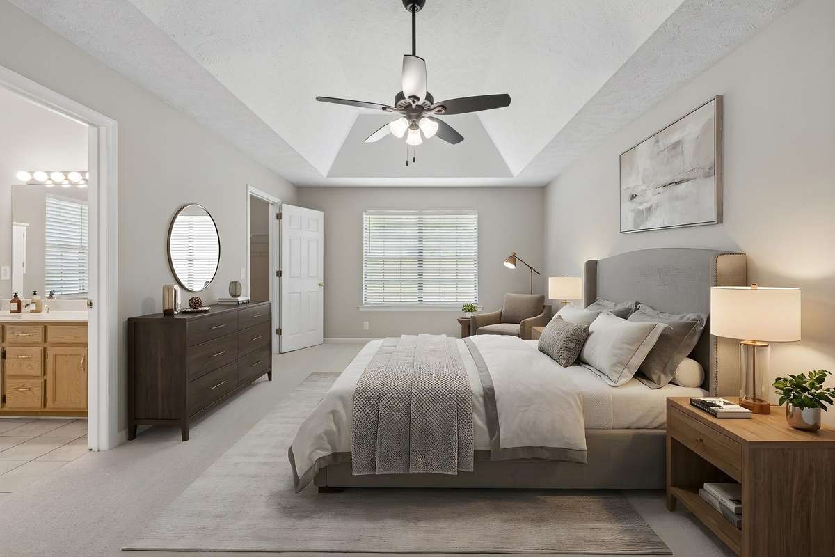 Primary Bedroom with trey ceiling