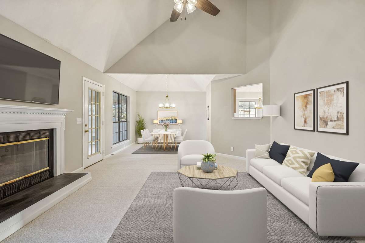 Living Room with vaulted ceiling
