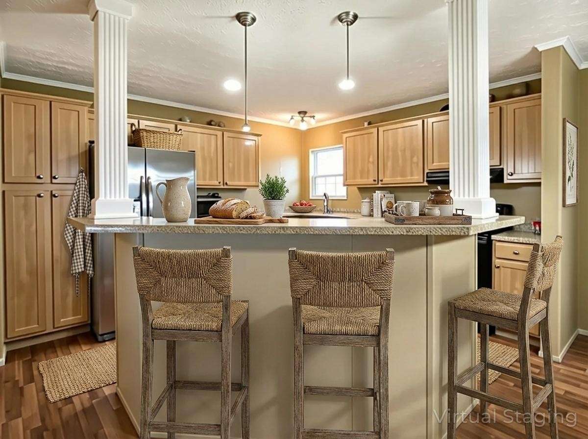 The kitchen island has been virtually staged for concept idea. Hurry and make it your own with your own personal touches!