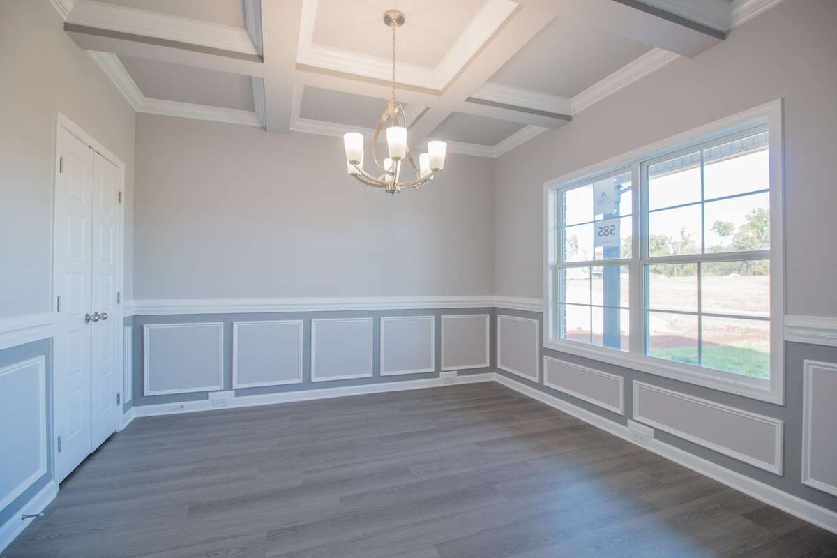 EXAMPLE>>>Formal Dining Room or Office with a Closet, Wainscoting and a Coffered Ceiling!!