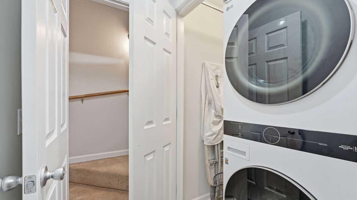 Room for side-by-side or stackable washer & dryer.